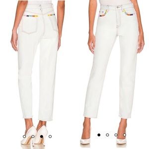 Something Navy Straight Leg Embroidered Denim